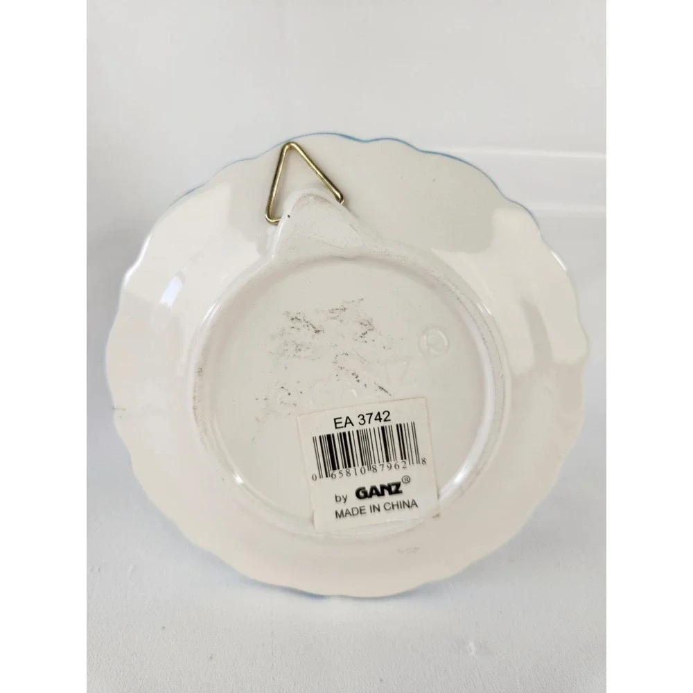 Ganz Porcelain 3D Birds Plate Pink Flowers Scallop Wall Hanging Bluebirds Floral